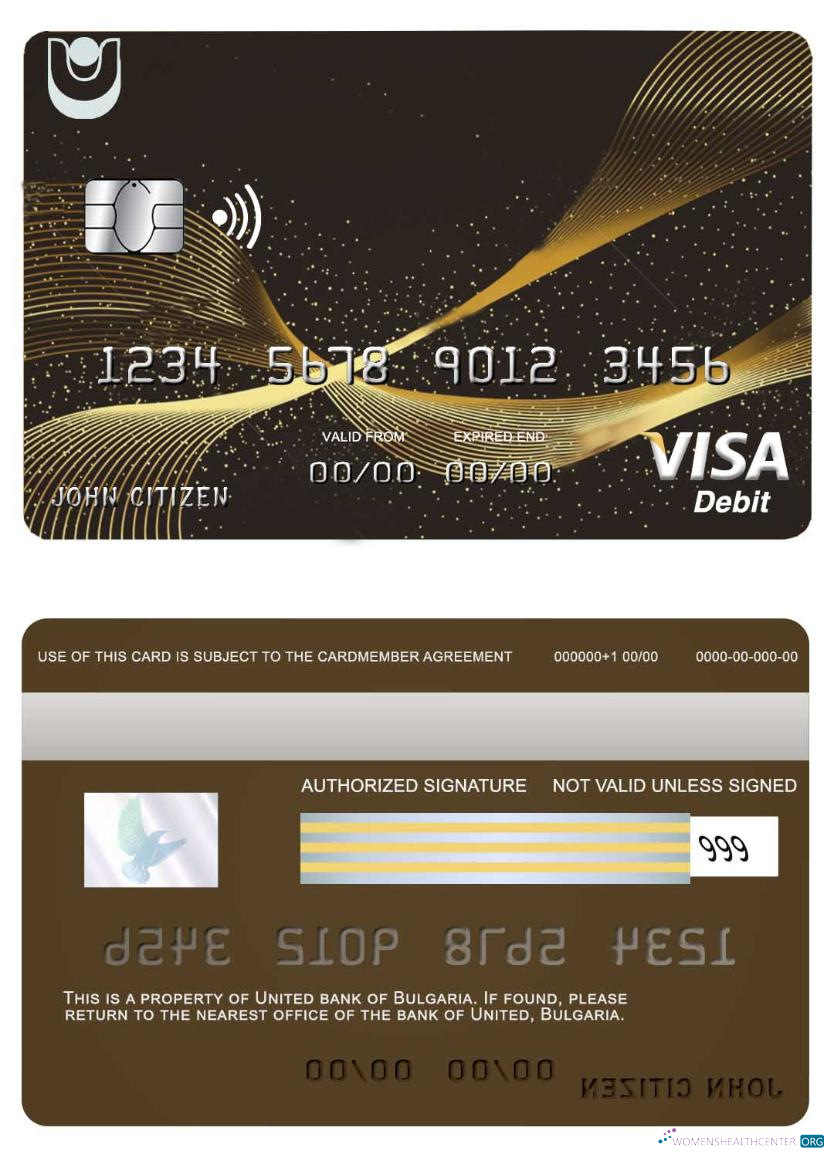 Download Bulgaria United bank visa card Photoshop template